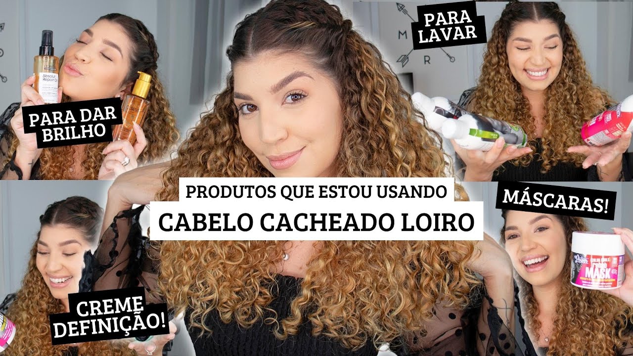 PRODUTOS QUE ESTOU USANDO CABELO CACHEADO LOIRO | por Jessica Melo
