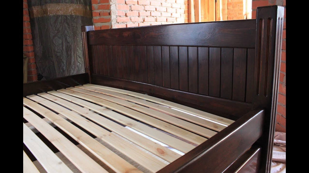Кровать с вертикальной спинкой. ч.3. Массив, дерево. Wooden bed.