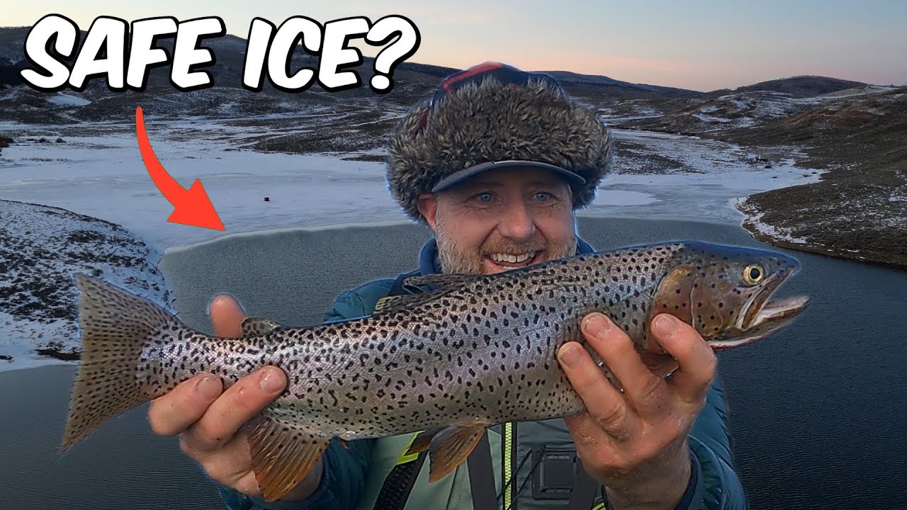 Catching  BIG FAT Trout at Strawberry Reservoir on my Kayak Next to the Ice