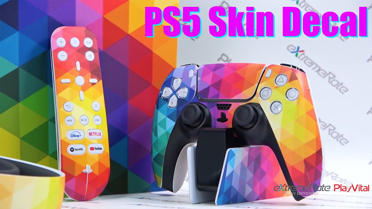 How to Apply PlayVital PS5 Skin Decal - Included Charging Station & Headset & Media Remote Skins