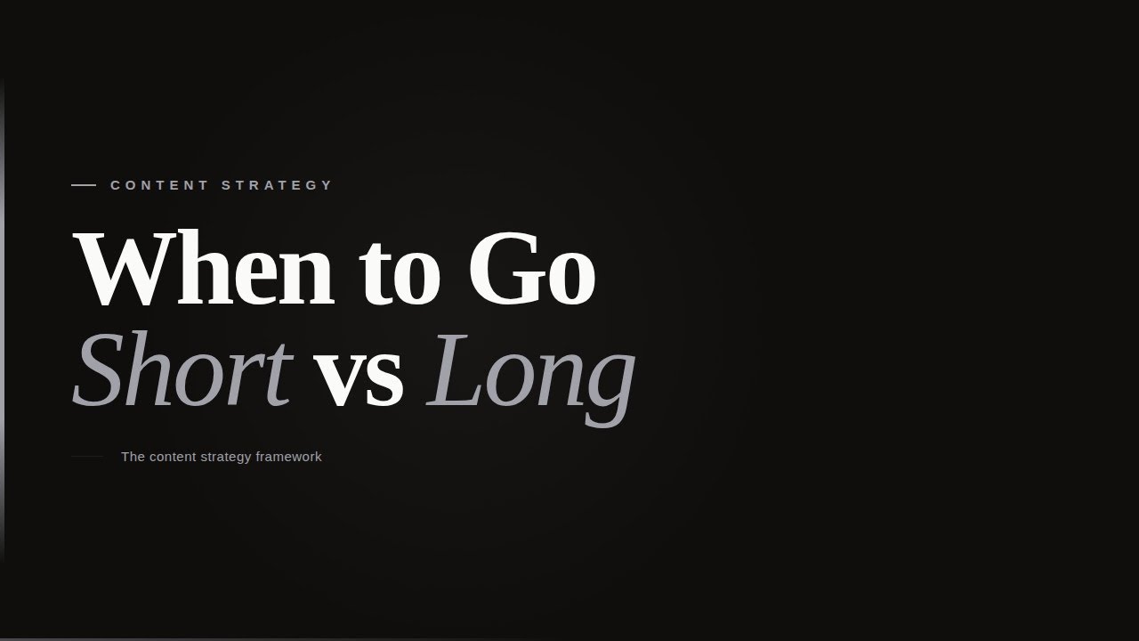 The Content Strategy Framework: When to Go Short vs Long