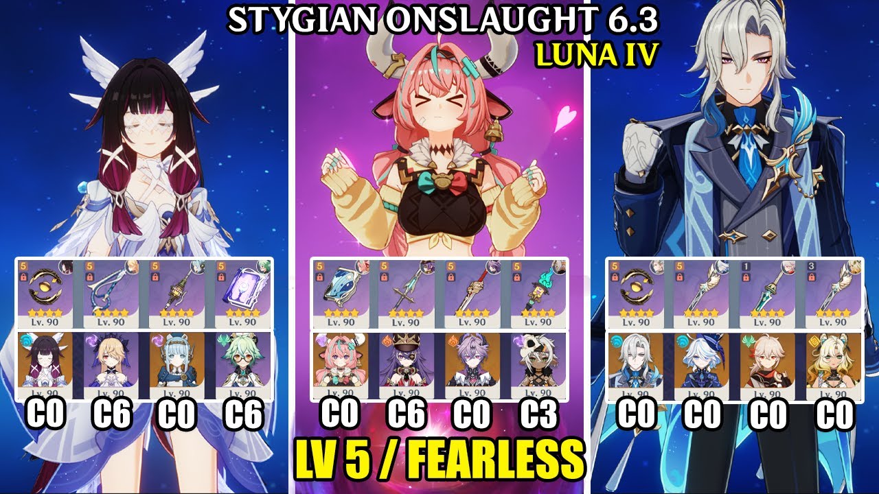NEW Stygian Onslaught 6.3 - Lv 5 Fearless | C0 Columbina C0 Varesa C0 Neuvillette | Genshin Impact