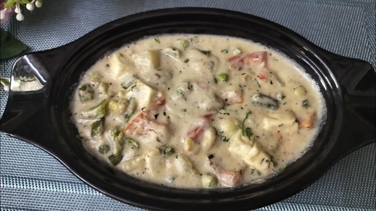 Restaurant style Navratan korma, Navratan korma with white gravy