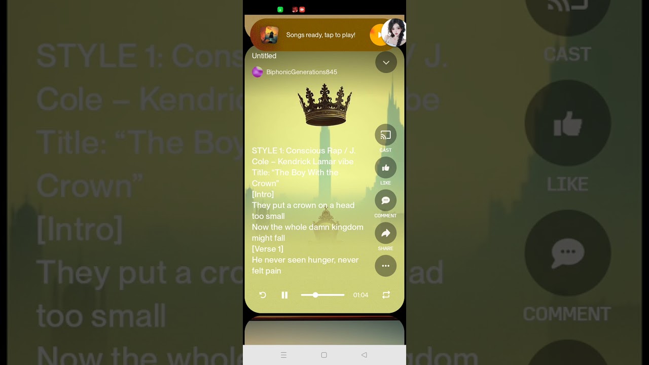 🎵 STYLE 1: Conscious Rap / J. Cole – Kendrick Lamar vibeTitle: “The Boy With the Crown”