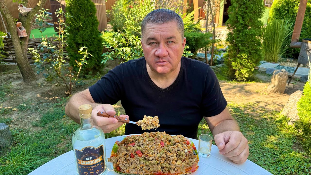 Макароны по-флотски на костре | Деревенский рецепт