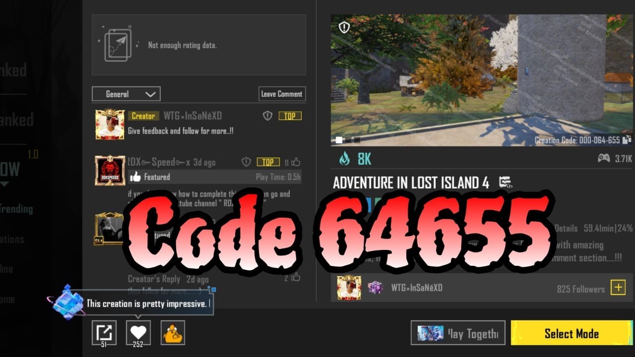 64655 wow mode BGMI | Adventure in Lost Island 4 wow BGMI /🙏🏻 like and subcribe 