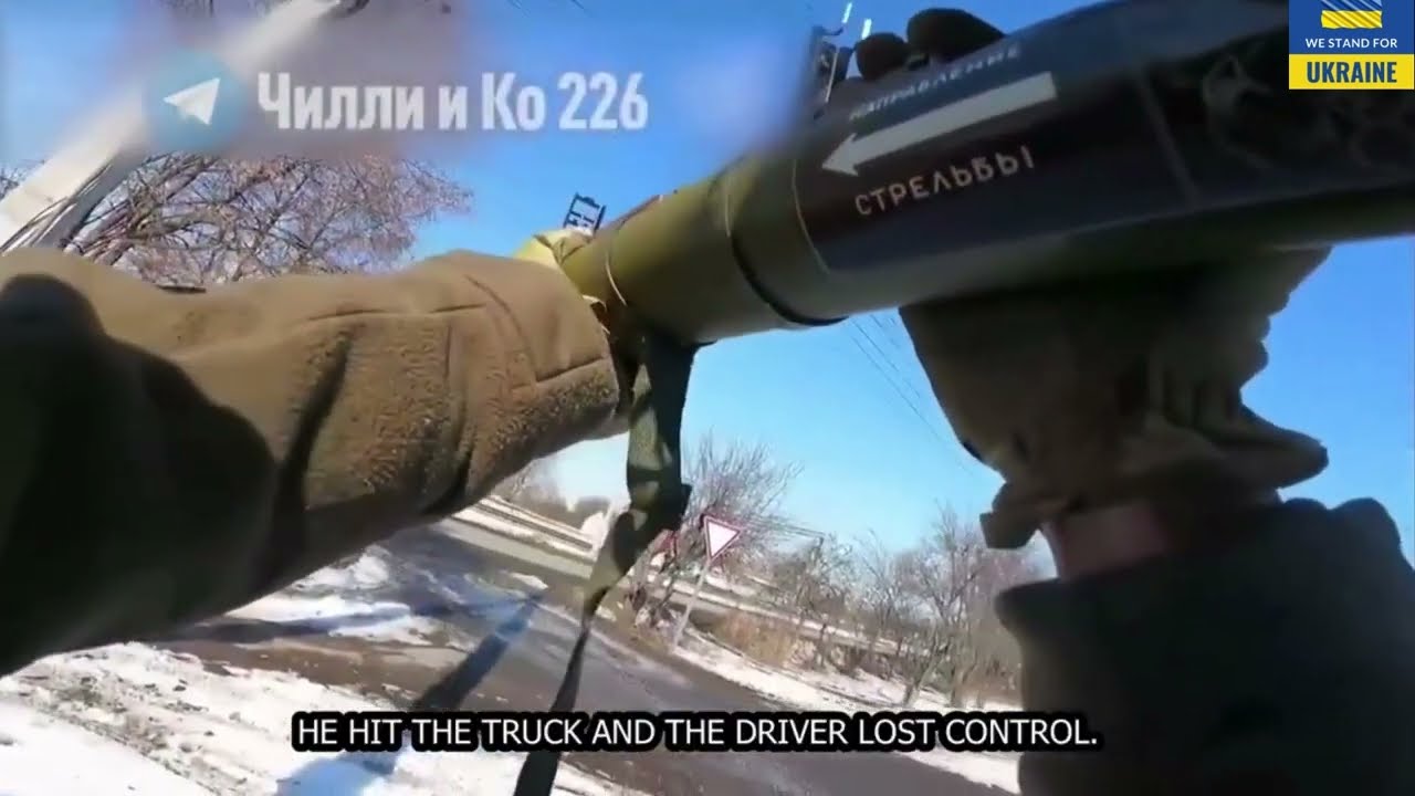Ukrainian Helmet Cam Close Range RPG Ambush On Russian Truck