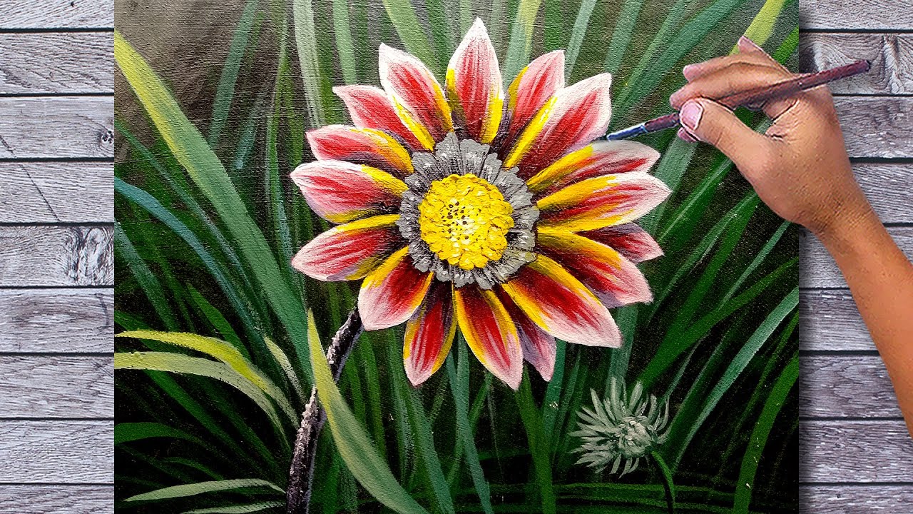 Acrylic Painting Time-lapse Tutorial / Beautiful Flower / Fine Art