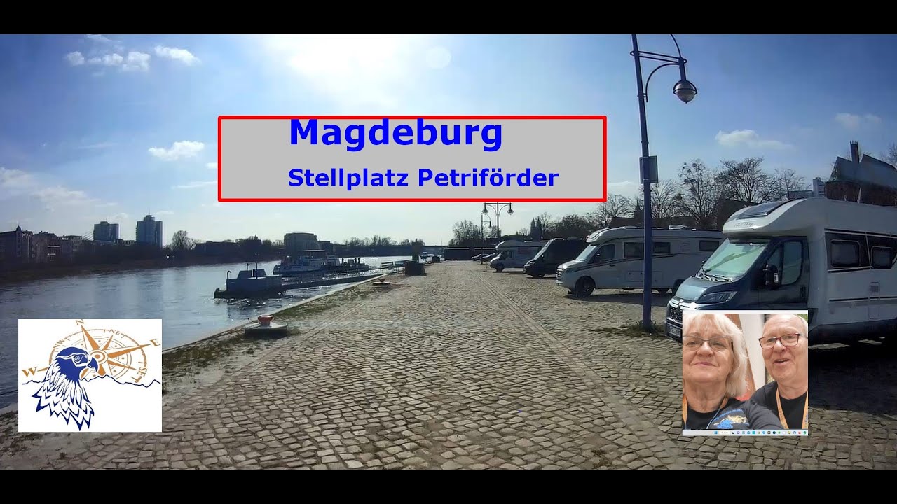 Wohnmobilstellplatz Petriförder, Magdeburg. Zentrale Lage direkt an der Elbe