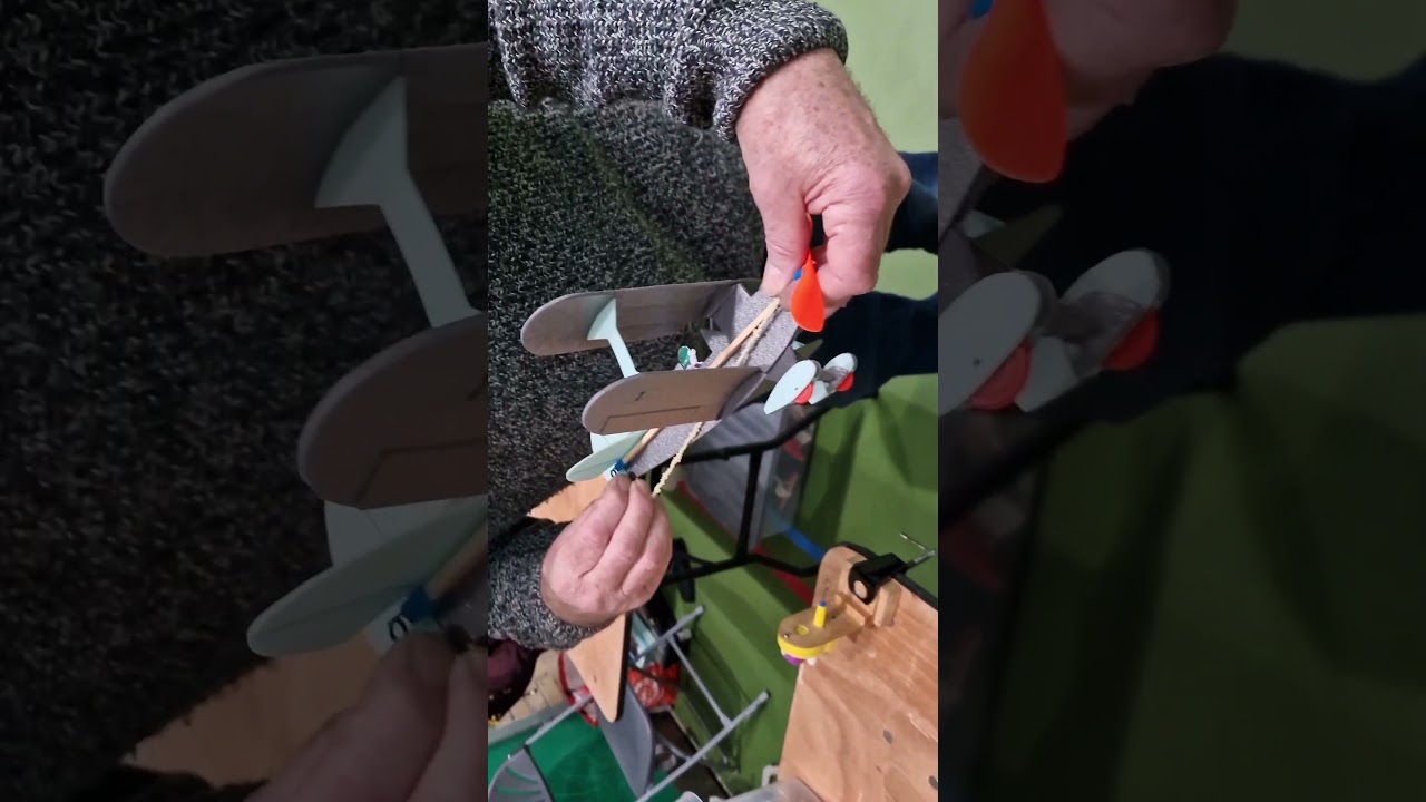 Rubber powered indoor planes