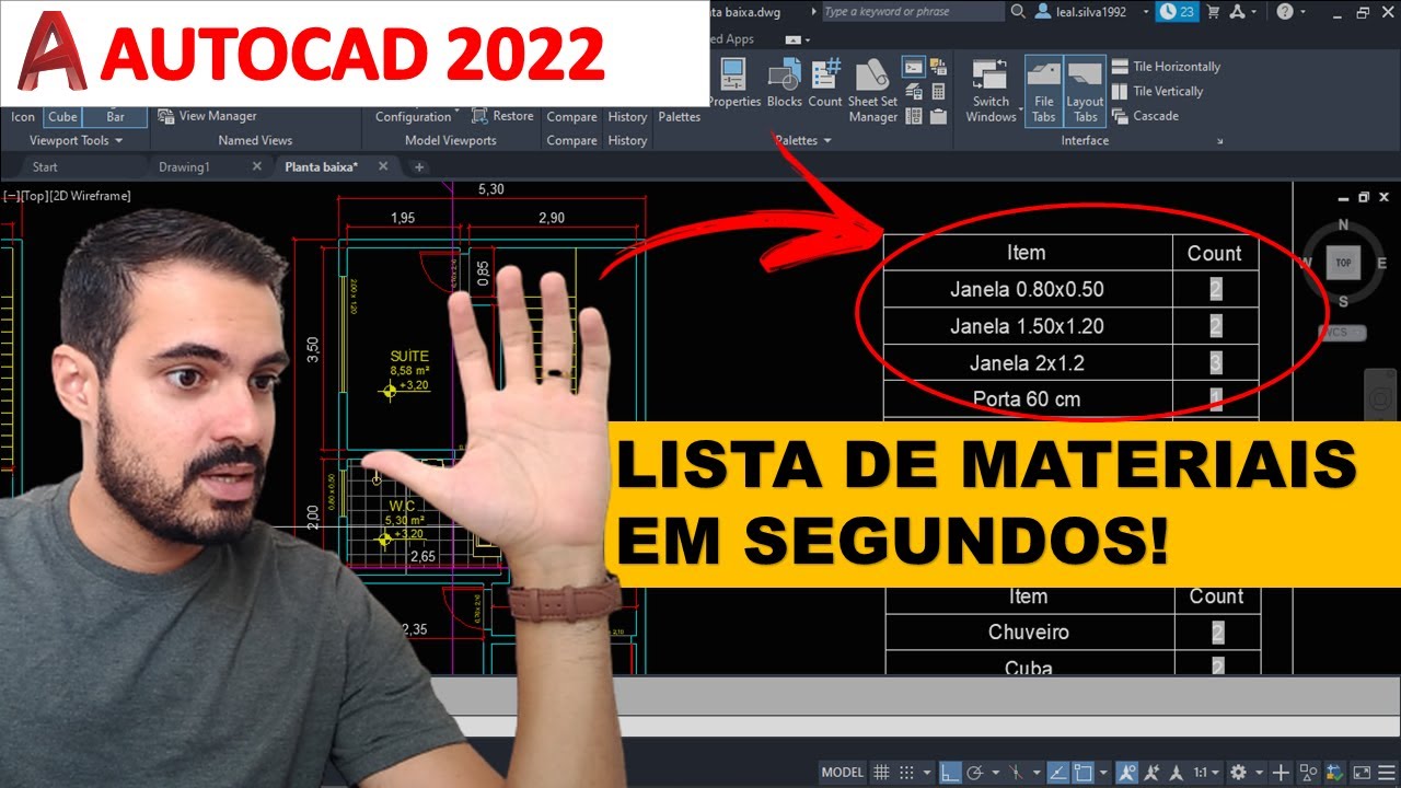 Novidades no AutoCAD 2022 - Levantamento de materiais em SEGUNDOS com o comando COUNT