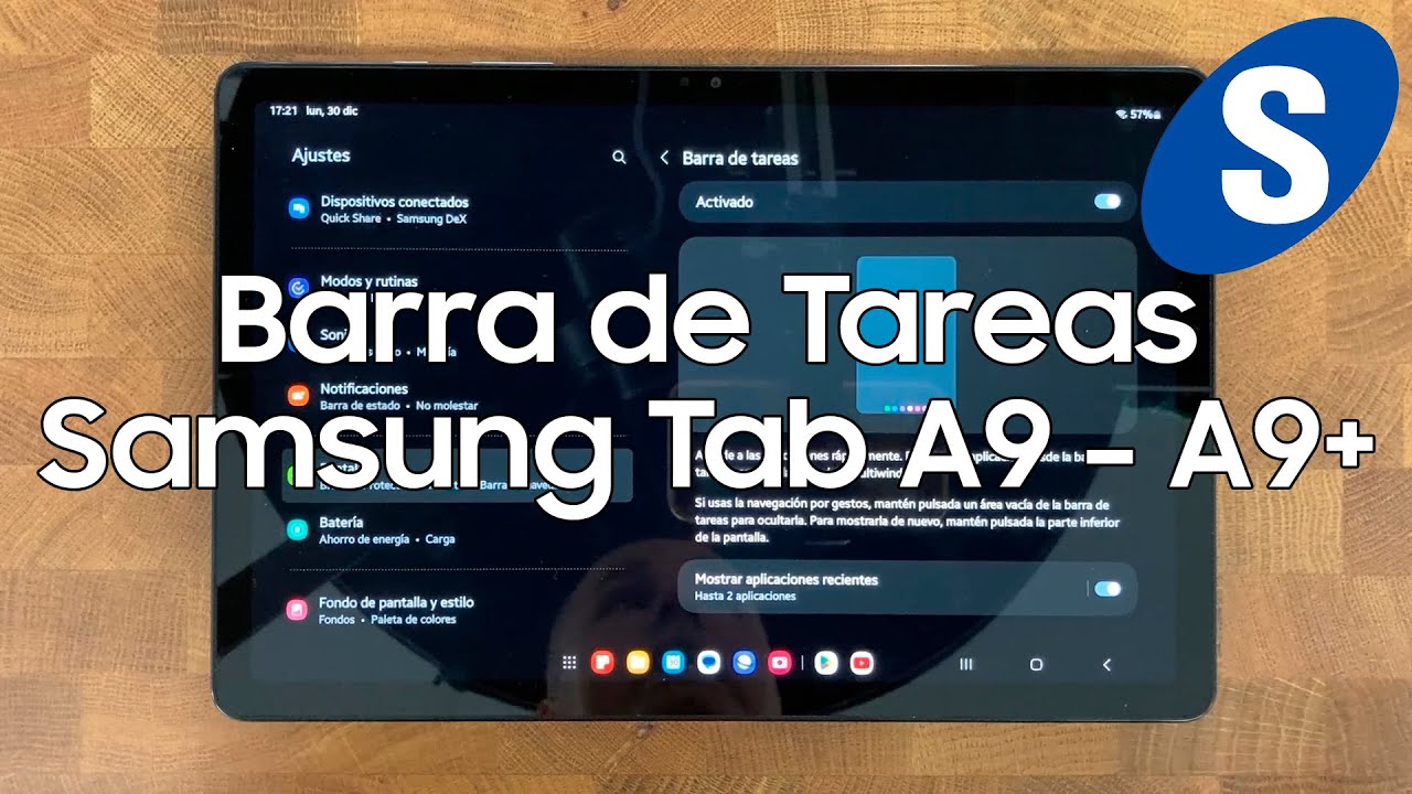 Como Funciona la Barra de Tareas de la Samsung Tab A9 y A9 Plus - Samsungizate