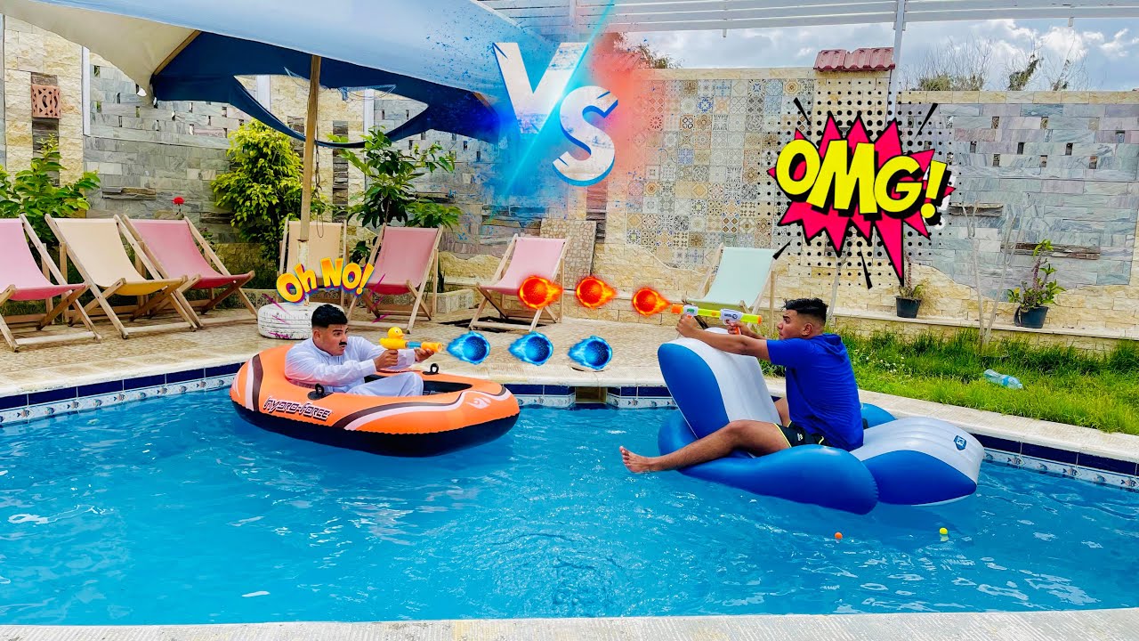 لما تخوش لأبوك حرب بمسدسات الكور في البسين😂🔥 | سيف عماد