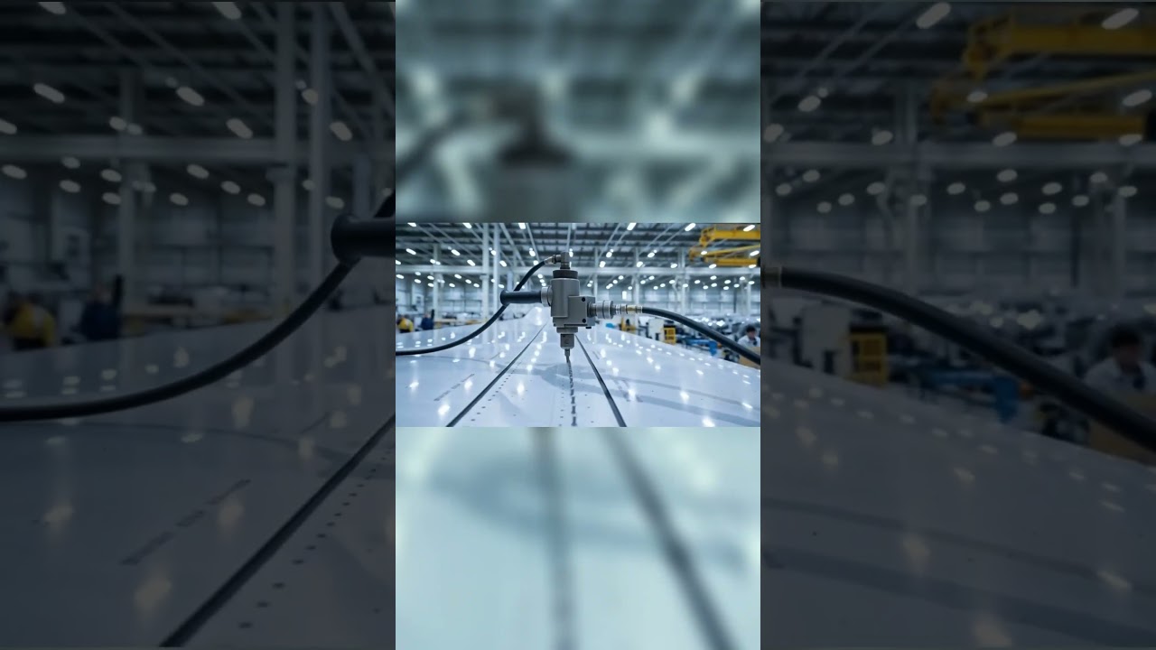 Aircraft Wing Assembly Close-Up (Factory Ambience) 