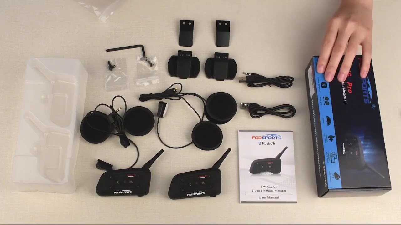 2PCS Fodsoprt V6 Pro Motorcycle Bluetooth Helmet Headsets Intercom for 6 riders BT Wireless