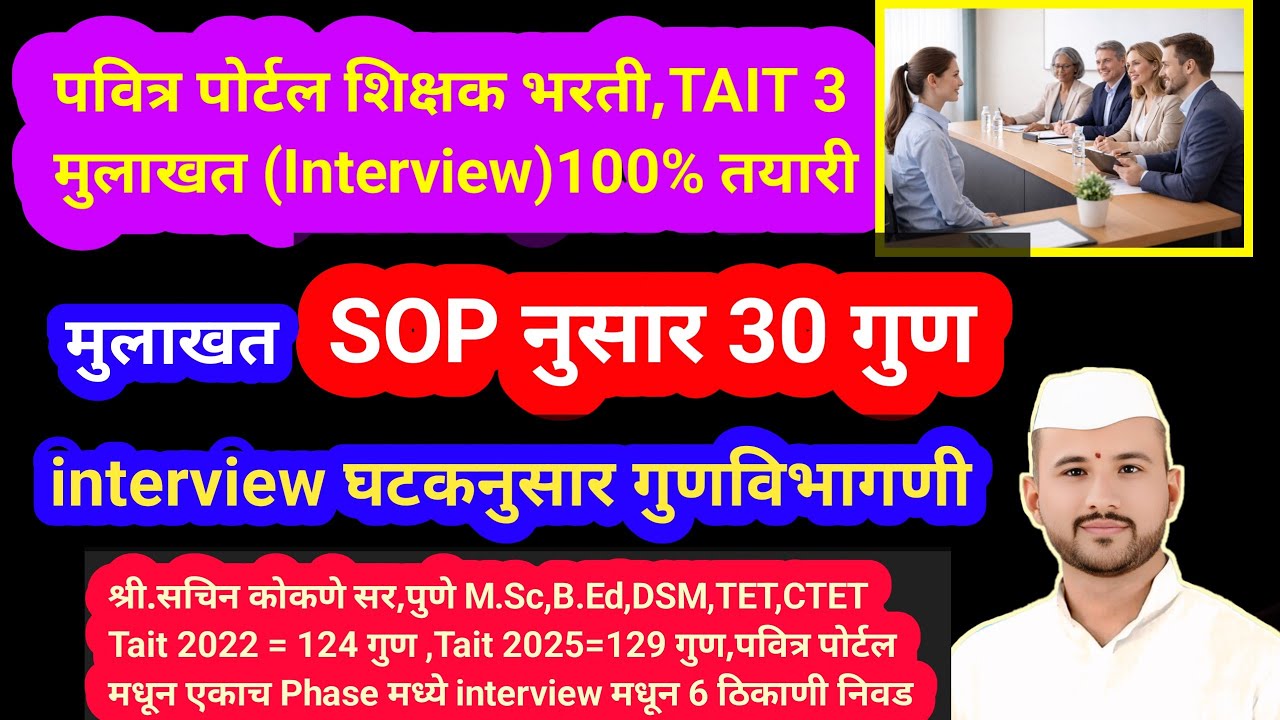 पवित्र पोर्टल इंटरव्ह्यू SOP अशी आहे.. असे मिळतात 30 गुण | TAIT 3 interview SOP| taitinterviewtayari