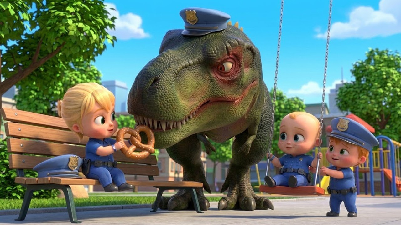 Aventura épica de rescate en Dino City 🦖🚓 Brave Team vs Thieves | 3D Cartoon for Toddlers Kids Story