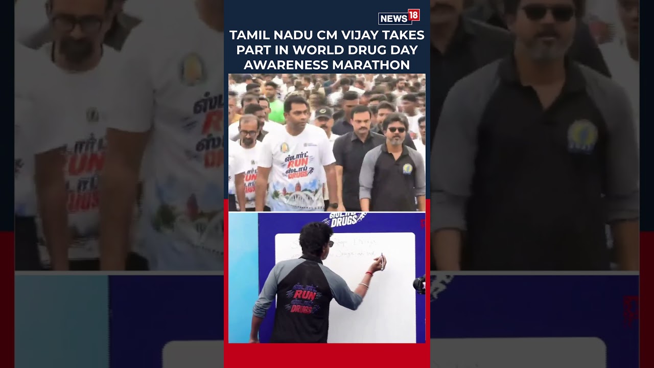 Tamil Nadu CM Vijay Flags Off 'Start Run, Stop Drugs' Rally on World Drug Day in Chennai | N18S