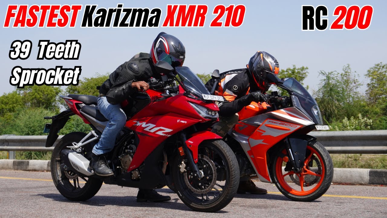 Fastest Karizma XMR 210 With 39 Teeth Sprocket vs RC200 Drag Race