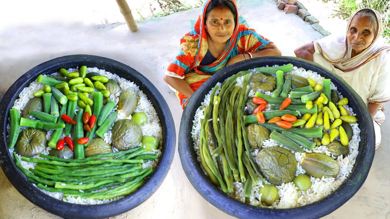 villfood Garden and vegetables collect and cooking by our Grandmother | village food channel
