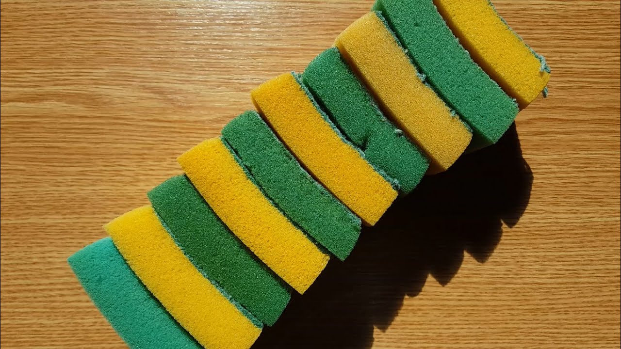 Bulk old worn-out bleached sponges ripping in different styles - dry/damp/soapy/drunk*/powdery ASMR