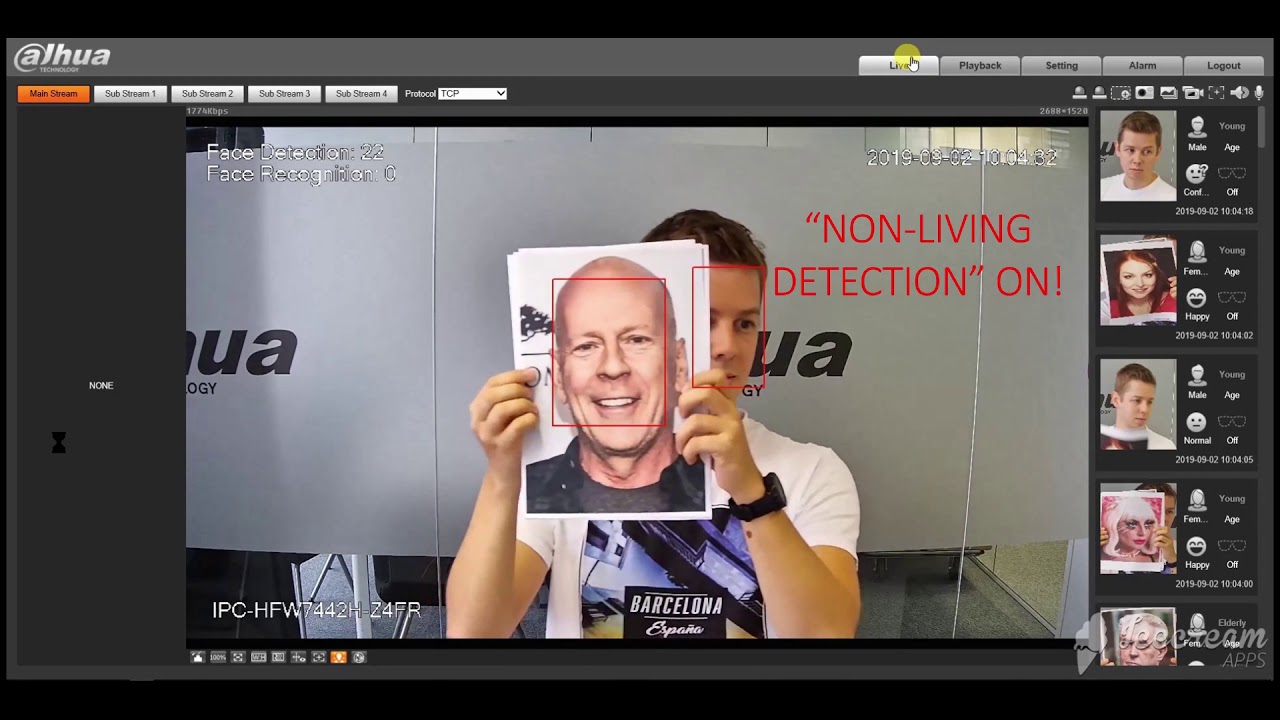 Dahua face recognition in HFW7442 - detecting non living/undeads ;)