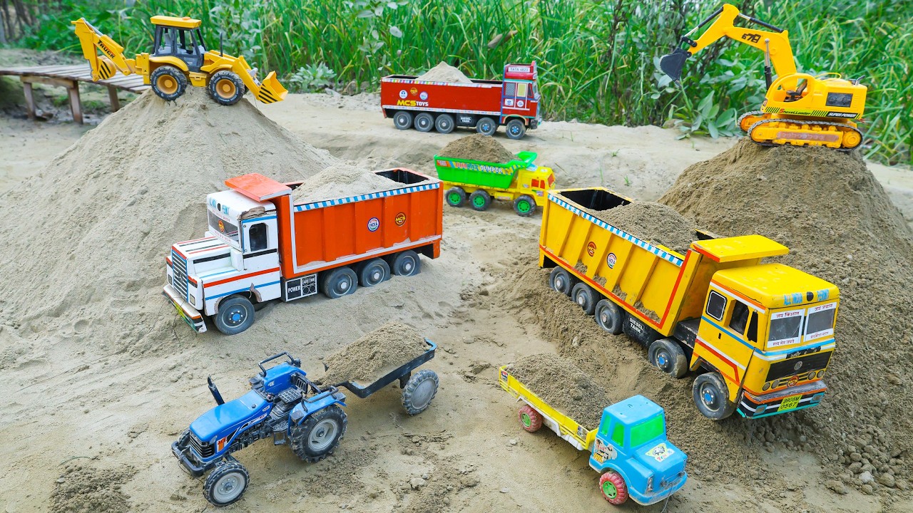 Cartoon Video | JCB 3DX Fully Loading Sand Mud Tata Truck Tipper Tractor Pickup  | Jcb Ki Khudai