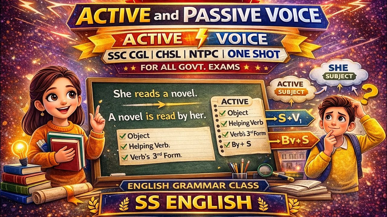 Active Passive Voice English Grammar | Rules/Sentence/Kaise Banaen | All Competitive/ Voice 