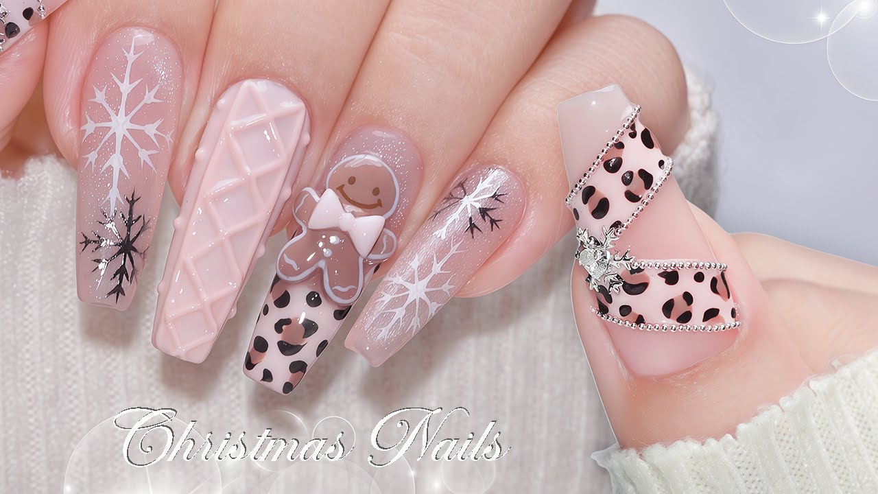 Nail ASMR | Gingerbread's Pink Christmas Nails🎄☃️Christmas Nails ideas in 2025 | Self Nails