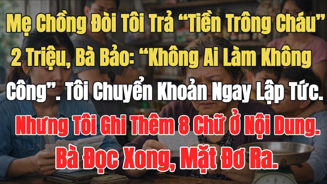 Mẹ Chồng Đòi “Tiền Trông Cháu” 2 Triệu, Tôi Chuyển Luôn Kèm 8 Chữ Mát Lòng