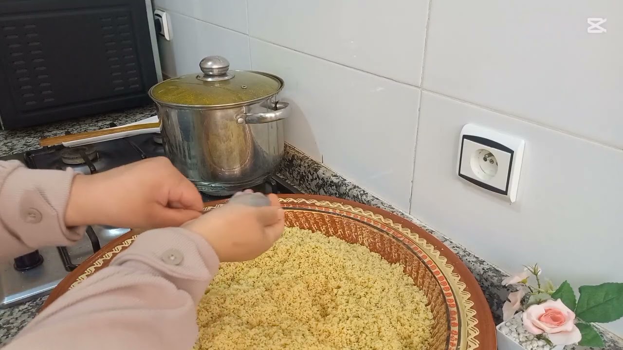 كسكس القمح الخماسي بالخضرة واللحم،وصفة صحية وسهلة.