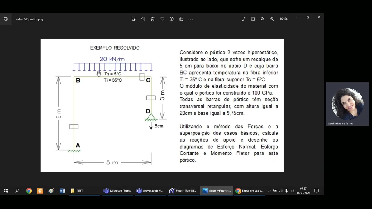 Ftool: Lançando Pórtico Hiperestático com recalque e variação de temperatura