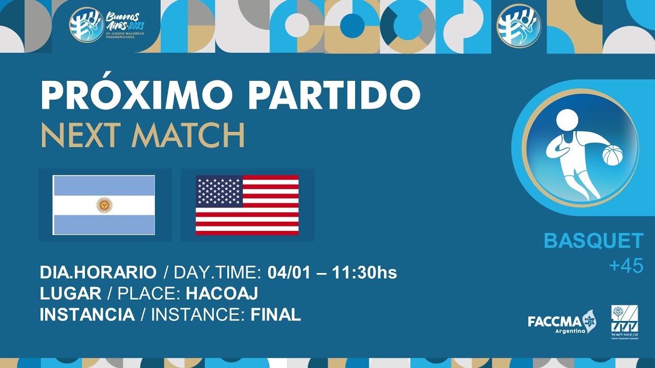 Básquet (M) +45 - Argentina vs USA / Juegos Macabeos Panamericanos Buenos Aires 2023