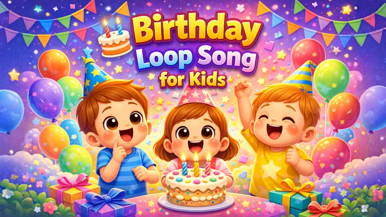 С Днём рождения! 🎂 | Песня-зацикливание ко дню рождения для детей | Праздничная песня для малышей