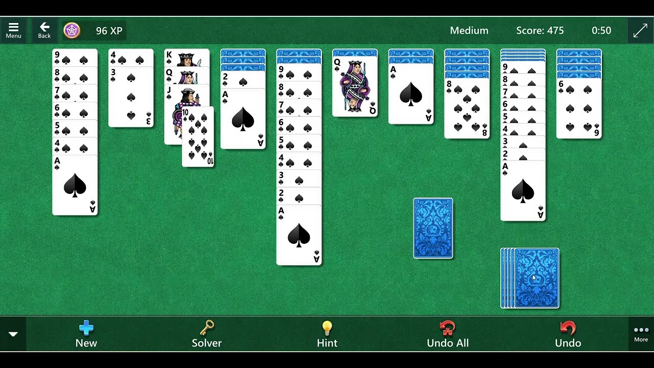 Microsoft Spider Solitaire, Medium, Mar. 18, 2026