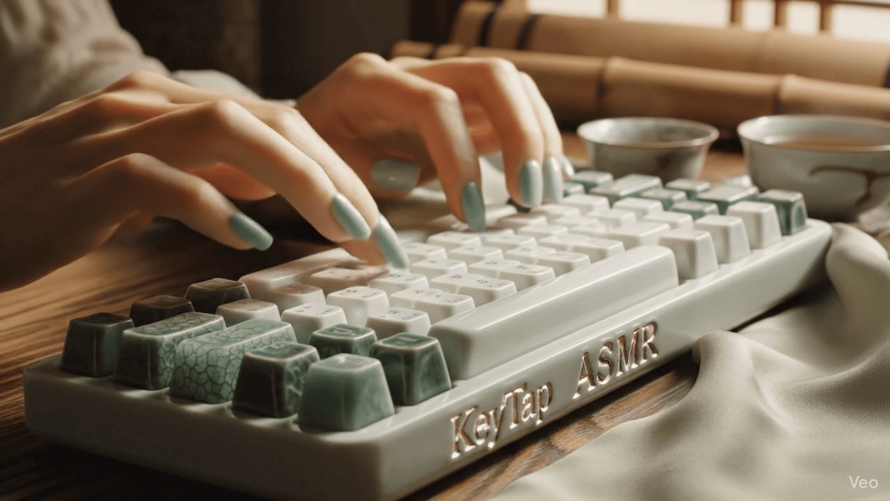 【ASMR】Creamy Keyboard Typing (Marble, Jade, Pebble, Porcelain & Amber Sounds) / 玉瓷器層疊雨聲鍵盤打字 🌧️