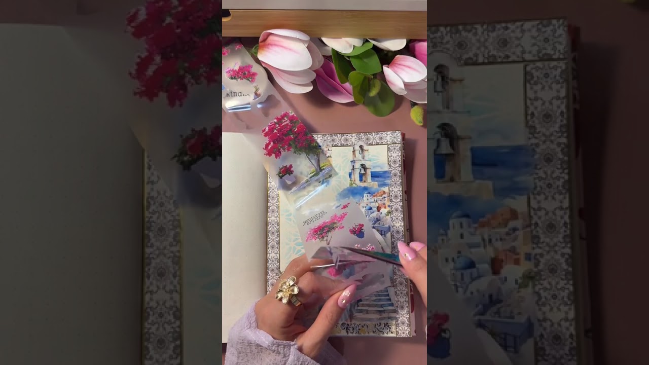 ASMR Journaling/ A Day in Santorini💙(Greece 🇬🇷) #scrapbooking #scrapbookingasmr