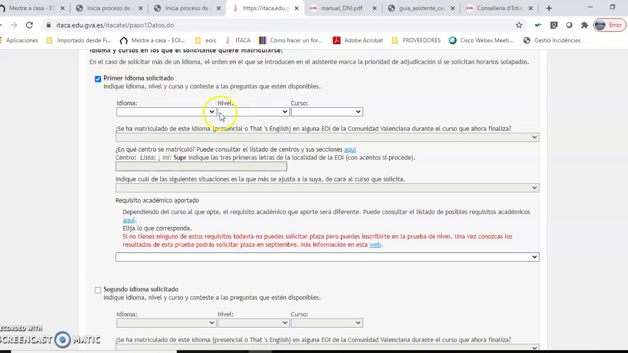 Solicitud telemática en las EOI Comunidad Valenciana