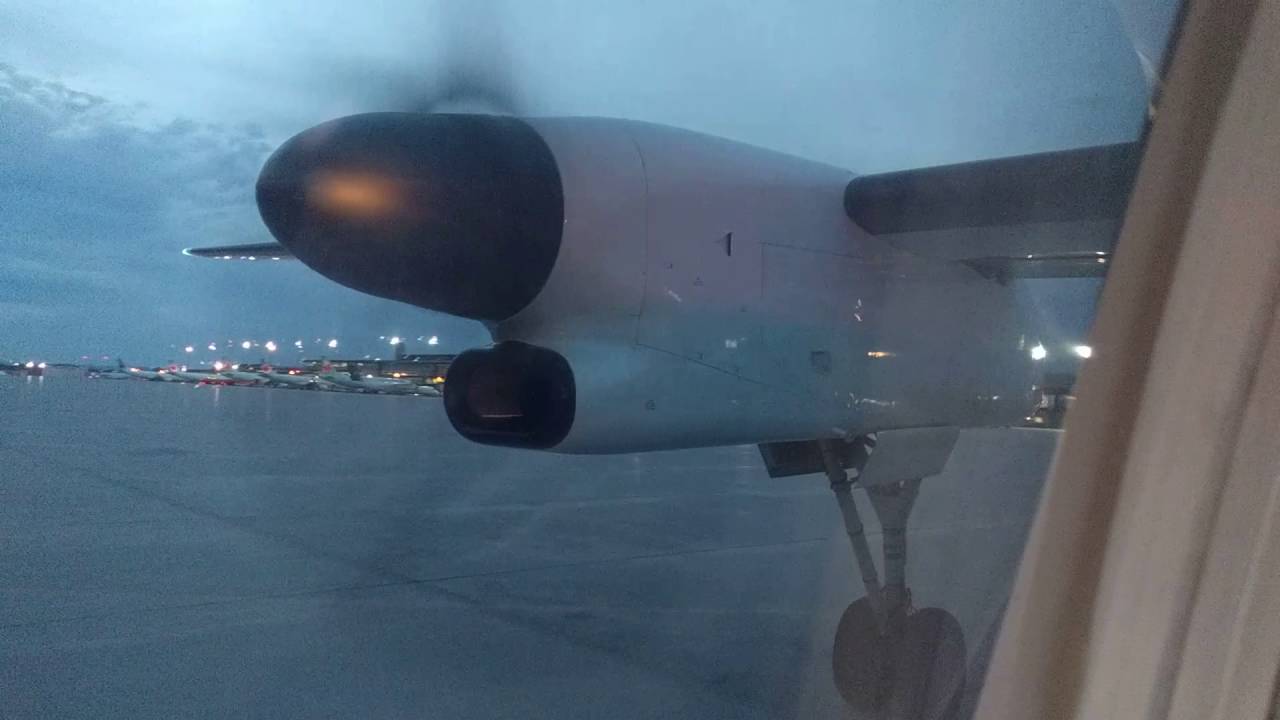 Air Canada Express AC8638 Dash8-Q400 (C-GGNZ) Evening Push Back, Taxi, Take off at Ottawa (YOW/CYOW)