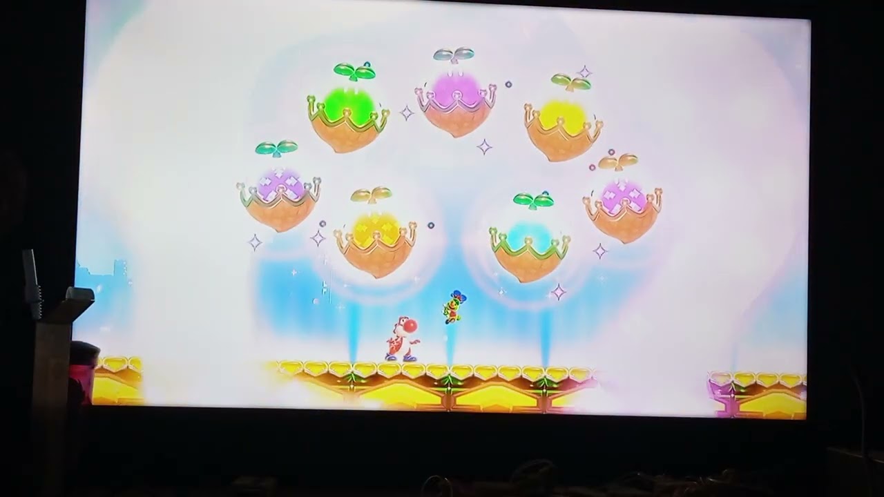 Ich spiele Super Mario Bros Wonder als roter Yoshi gegen Bowser.