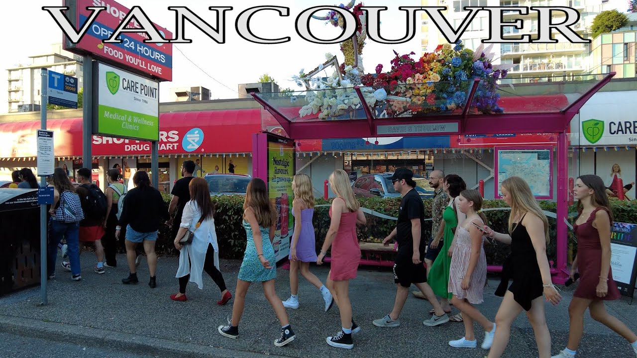 Vancouver Walk - DAVIE street, Van BC Canada - Life in the city | Summer 2022