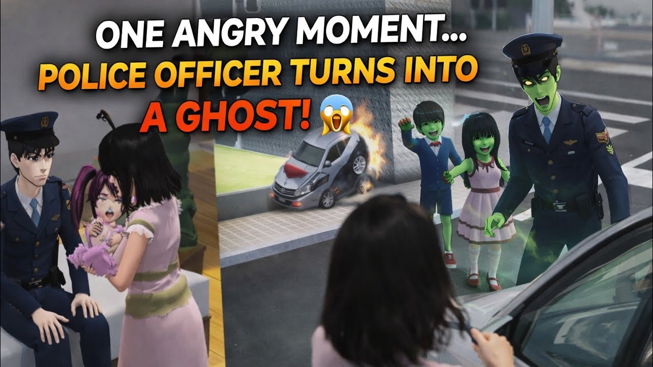Tired Police Officer’s Last Ride… A Tragic Accident Turns Him Into a Ghost! 😱👻 #anime #ScaryStory