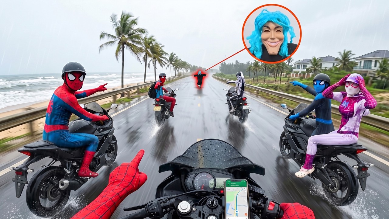 6 Spider-Man Bros Escape the Smiling Woman in a High-Speed City Chase! (Intense POV)