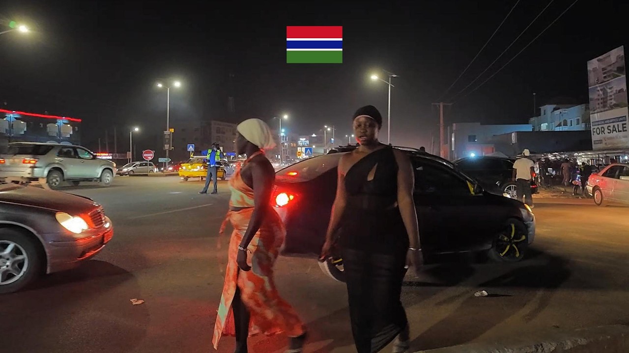🇬🇲  What Senegambia Kololi Road At Night In The Gambia Looks Like