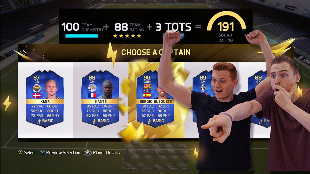 191 TOTS FUT DRAFT!!! FUT DRAFT CHALLENGE VS CAPGUNTOM!!! FIFA 16 Team of the Season