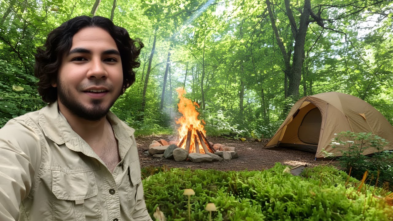 ACAMPANDO solo en el BOSQUE 🌲 &ndash; VIVIENDO en plena NATURALEZA 🌧🔥&hellip; &iexcl;Y ESTO PAS&Oacute;! Peligrosa NOCHE 😱