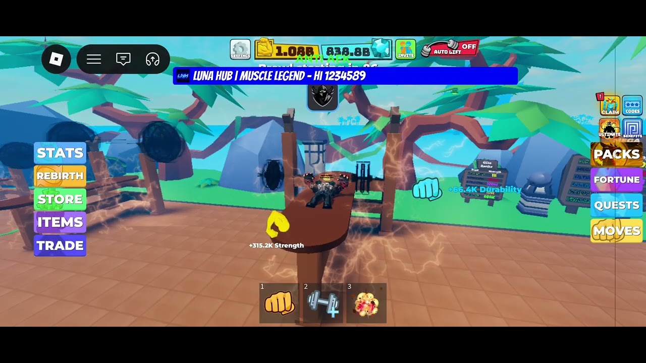 Luna Hub (most useful functions), Muscle Legends (Roblox)!