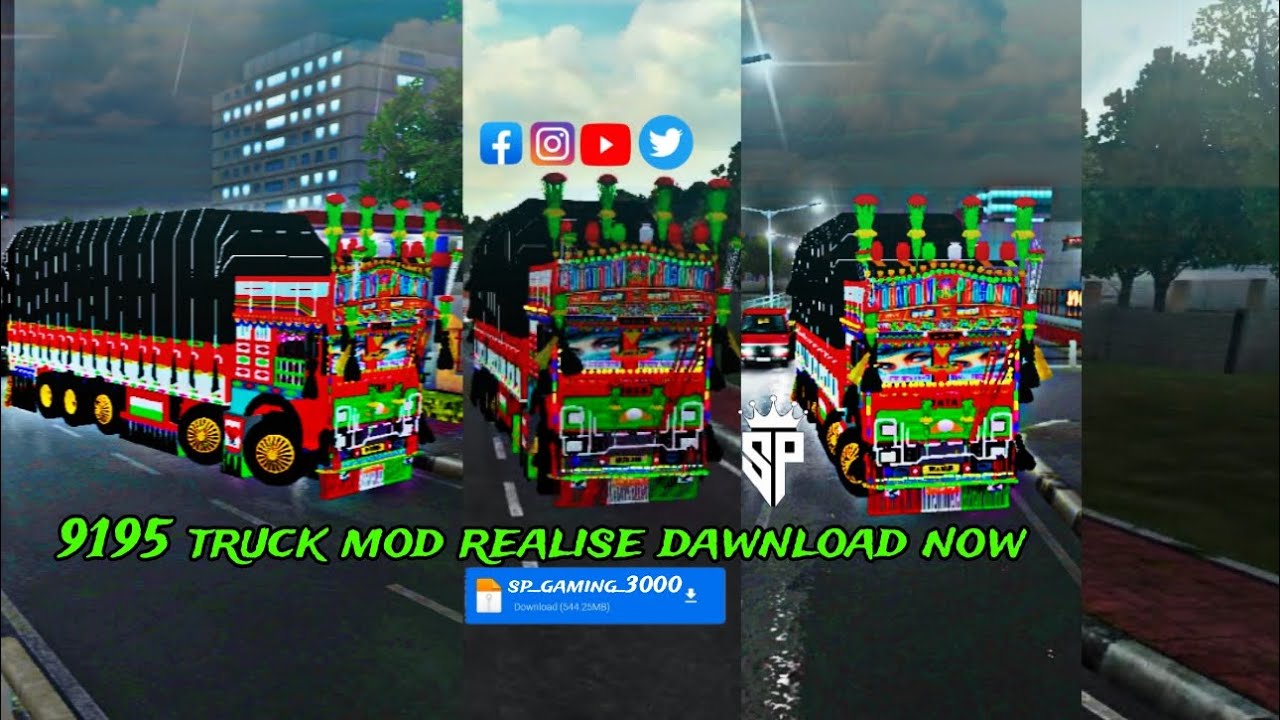 🔴new truck mod bussid 9195 truck full heavy loaded  mod realise dawnload now Link in description 🟢