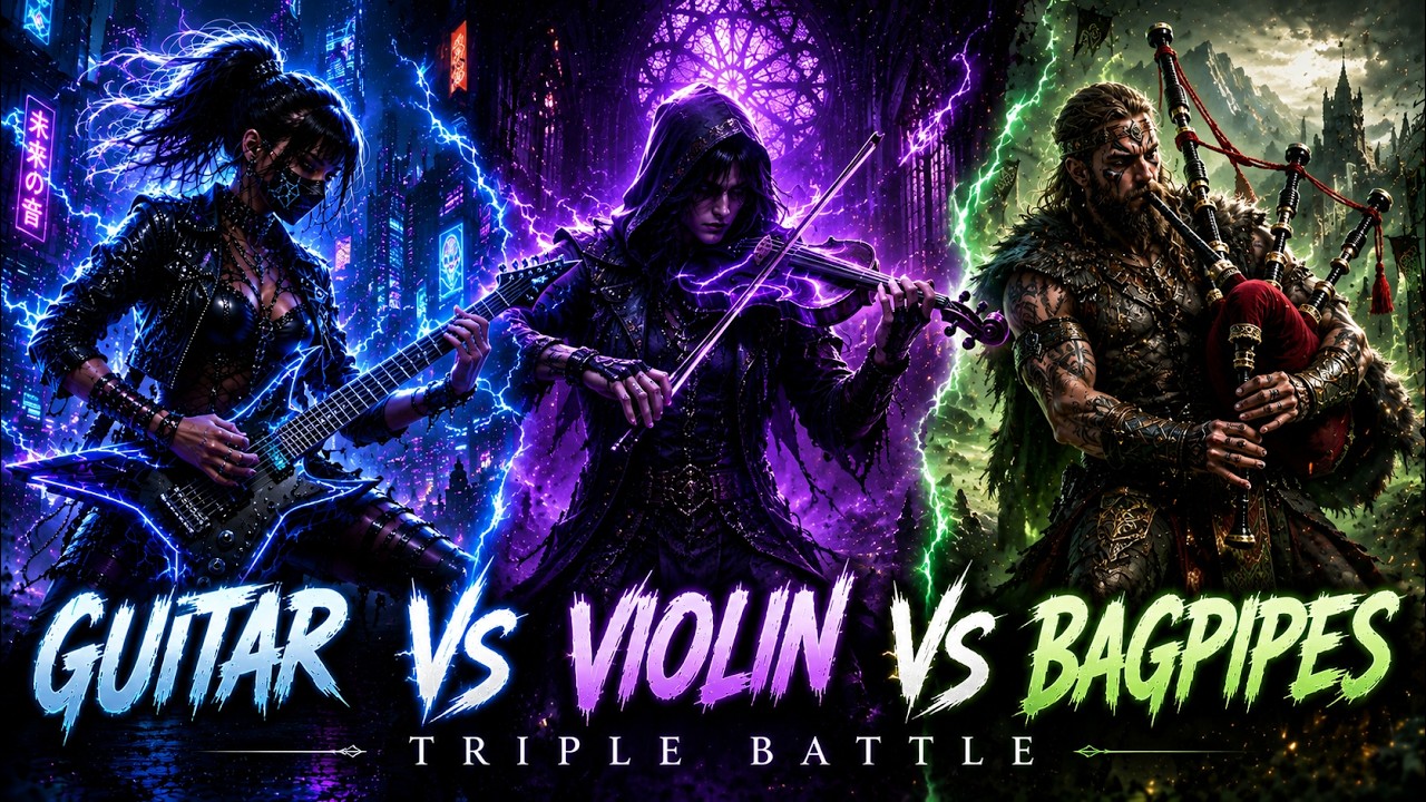 Electric Guitar vs Violin vs Bagpipes | Cyber Celtic Triple Battle ⚡ Epic Instrumental Showdown