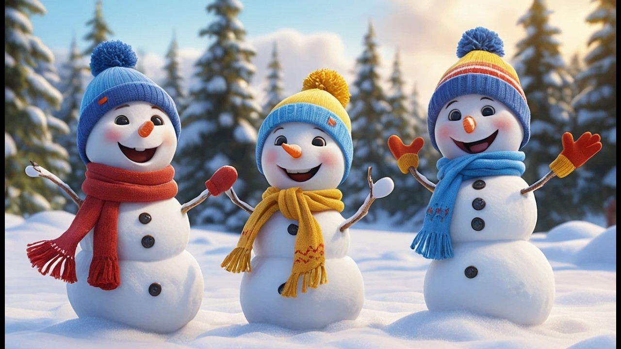 Tres Pequeños Muñecos de Nieve de Juguete | Canción de Invierno y Números